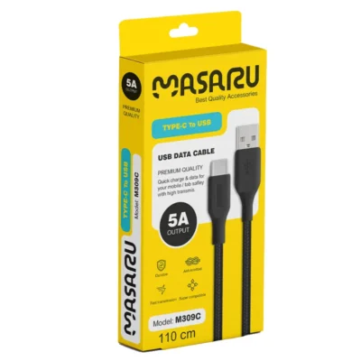 کابل شارژ و دیتا فست شارژ تایپ سی ماسارو M309C پنج آمپر طول 1.1 متر